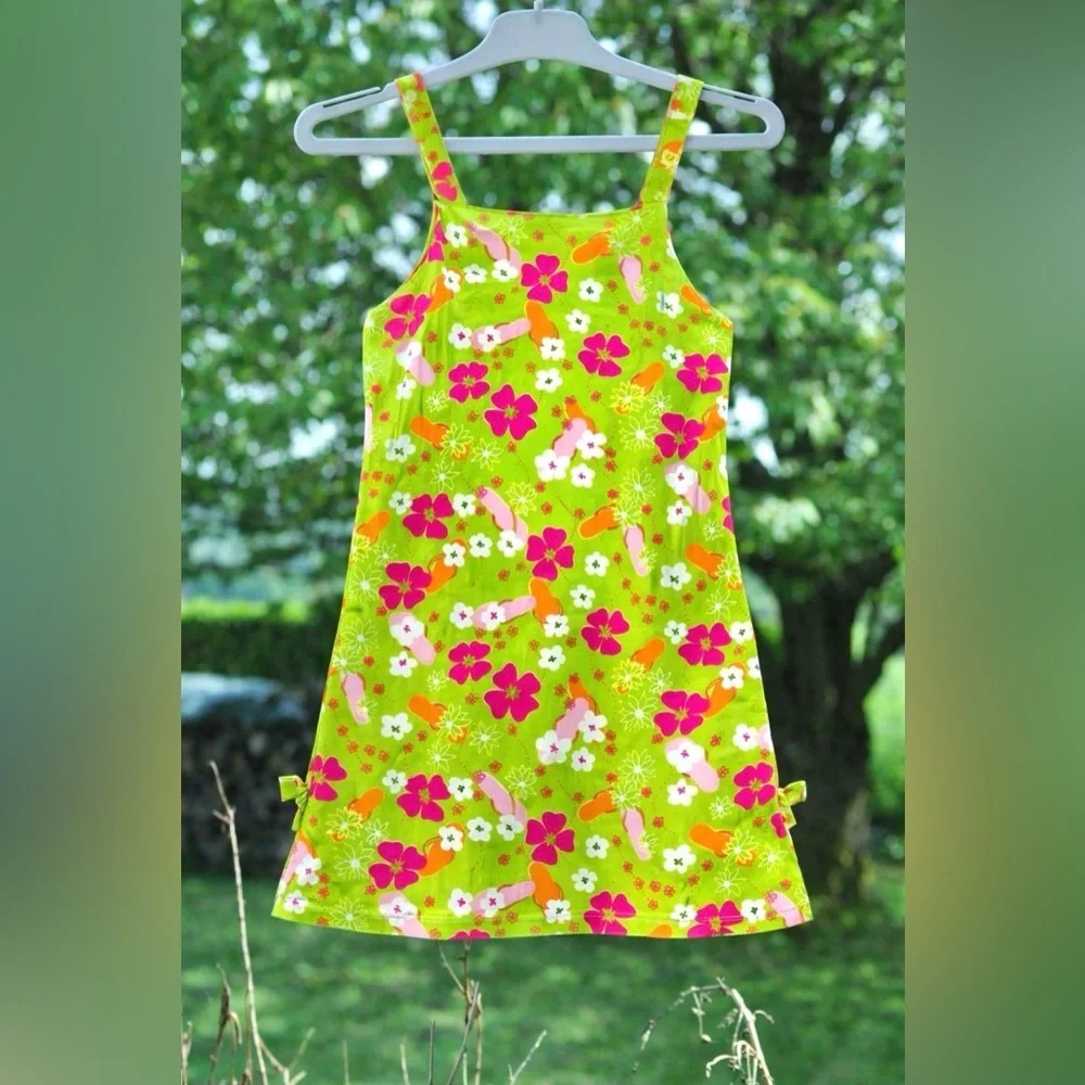 Lilly Pulitzer Rare Vintage Shift Side Bow Floral Sleeveless Dress